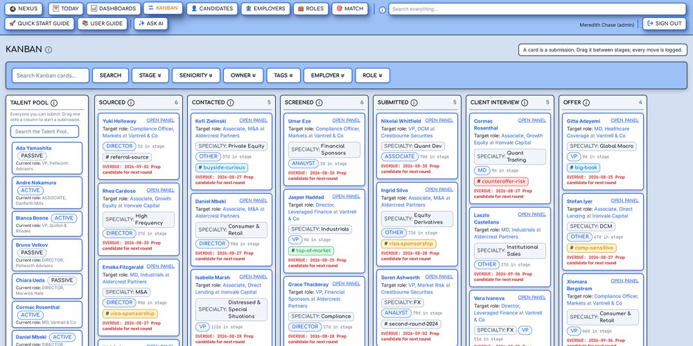 Talent Nexus KANBAN BOARD page